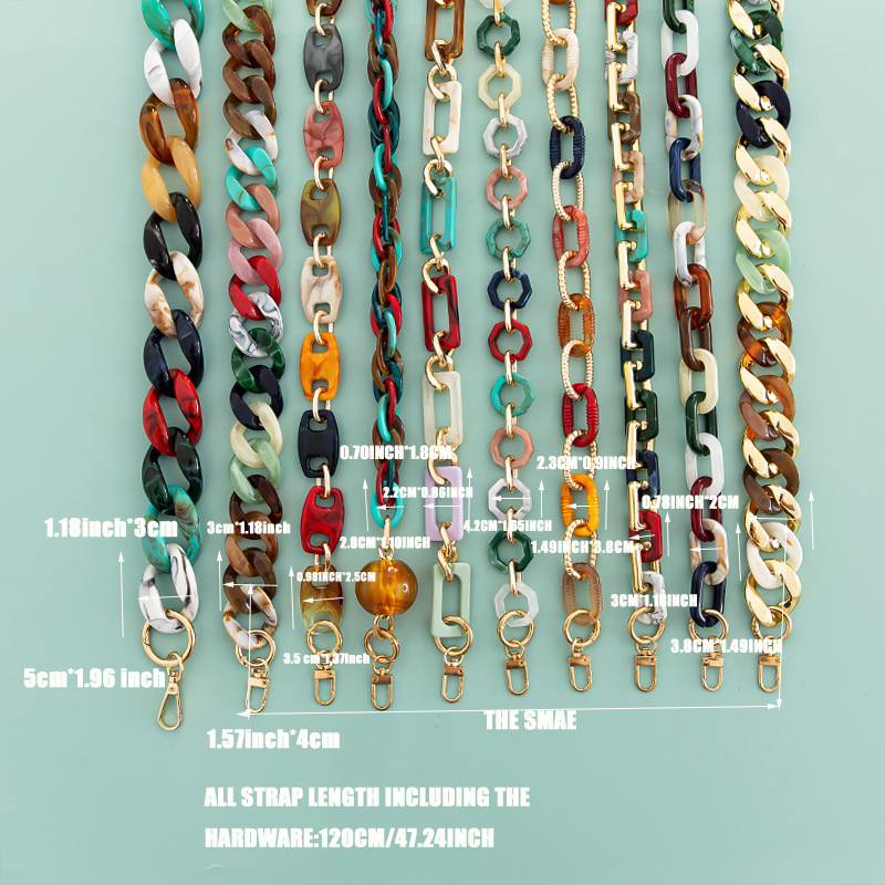 Simple Series Casual Mixed Color Chain Acrylic Phone Chain Bag Straps h5Picture4