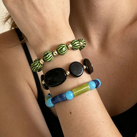 Simple Series Retro Irregular Shape Beads Mixed Color Resin Women's Beaded Bracelets