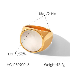 Simple Series Daily Heart Circle Rectangle Stainless Steel Waterproof   Gold Color  Shell Statement Rings h5 Picture2