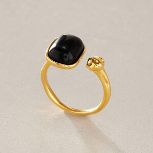 Anillo Rectangular De Piedras Naturales Color Oro Para Mujer h5 Imagen2