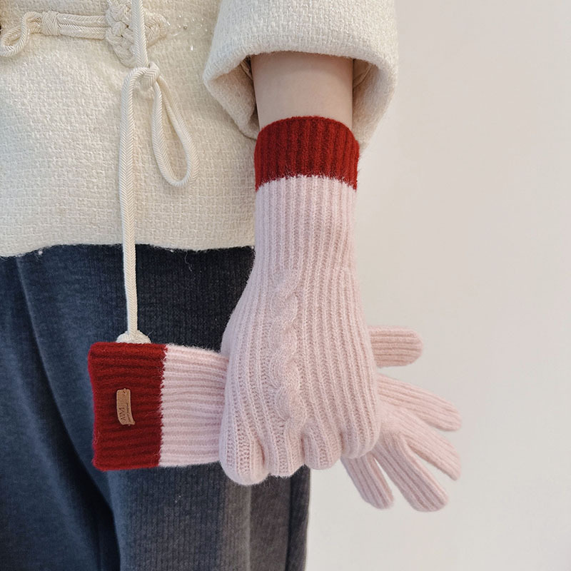 Simple Series Daily Mixed Color Wool Polyester Blend Gloves 