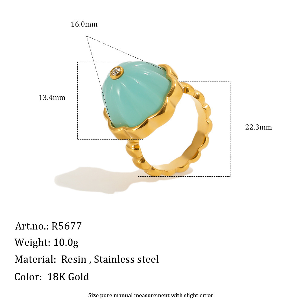 Simple Series Sweet Irregular Shape Stainless Steel Waterproof Gold Color Statement Rings