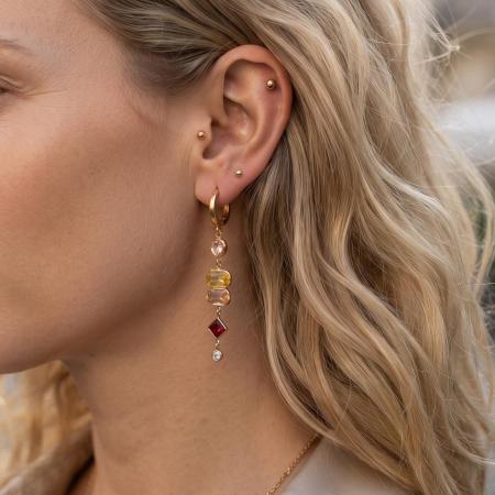 Luxuriöse Ohrhänger Mit Kleeblattmotiv, Geometrischer Form, Aus Wasserdichtem Edelstahl In Goldfarbe Und Zirkonia Für Damen.