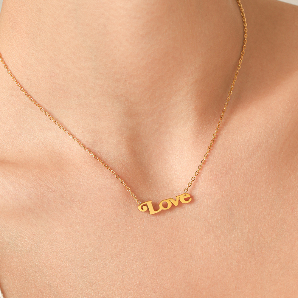 Letter Shape Stainless Steel Waterproof Gold Color Women's Pendant Necklaces Picture5