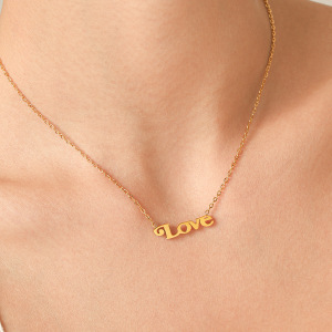 Letter Shape Stainless Steel Waterproof Gold Color Women's Pendant Necklaces h5 Picture5
