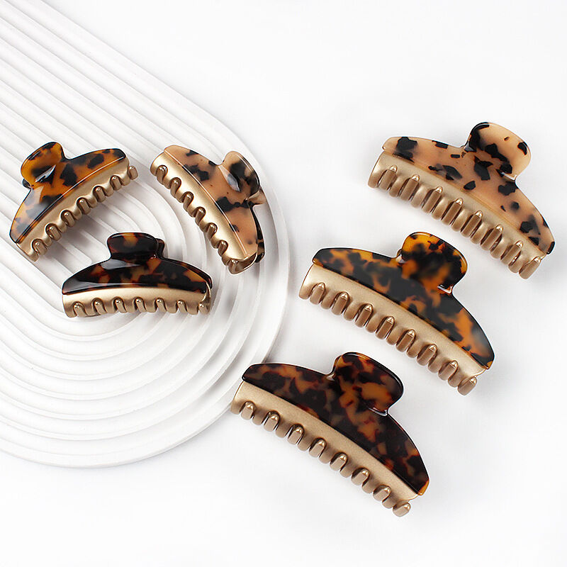 Simple Series Retro Patchwork Leopard Print Acetate Hair Claws h5 Picture3