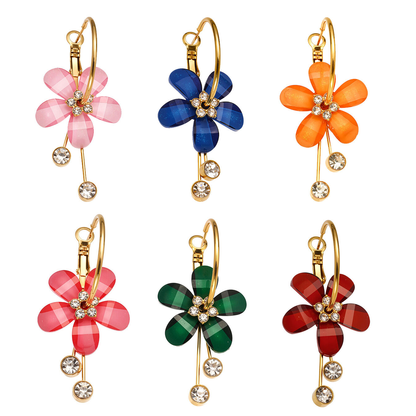 Romantic Series Retro Flower Stainless Steel Waterproof   Gold Color  Women's Hoop Earrings Picture2