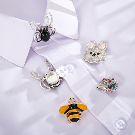 Gemelos de aleación con diamantes de imitación de colores variados, con diseño de animales adorables de dibujos animados, de la serie Luxury Series.