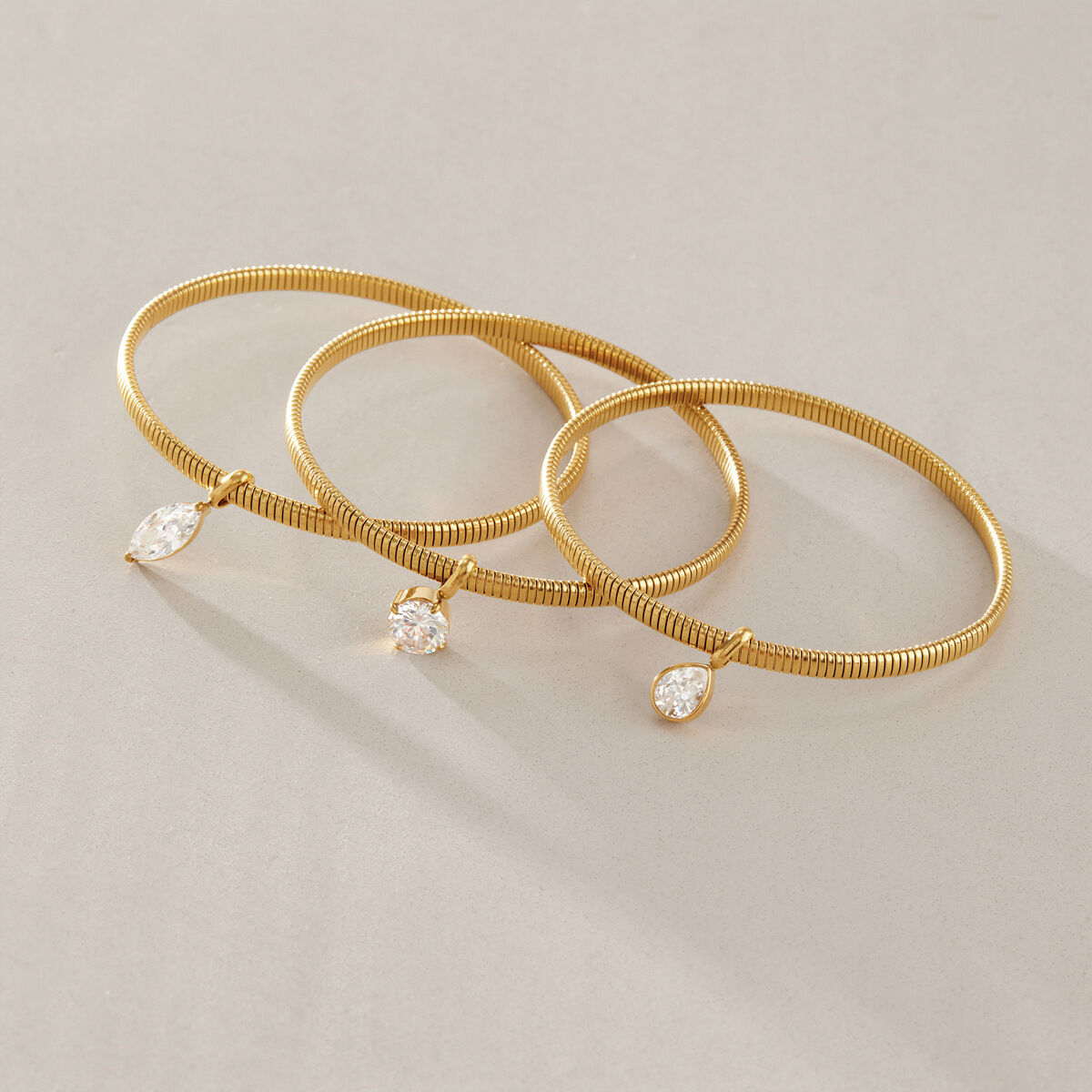 Simple Droplet Stainless Steel Waterproof Gold Color Women's Charm Bracelets Picture4