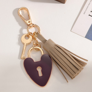 Simple Series Daily Heart Key Tassel Chain Lock Pu Bag Charms h5 Picture3