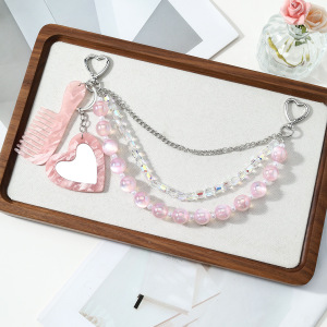 Simple Series Daily Heart Beads Chain Alloy Bag Charms h5 Picture5