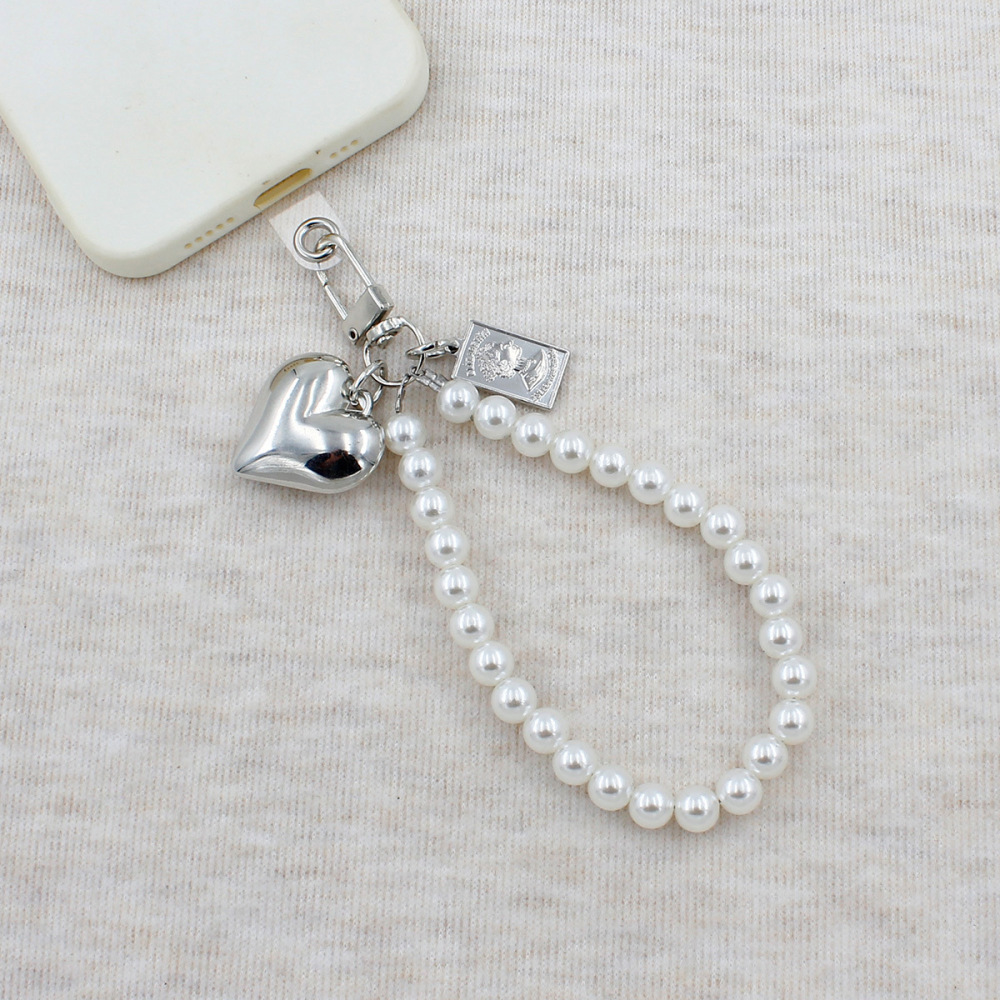 Simple Series Elegant Letter Heart Beads Imitation Pearl Artificial Pearl Phone Chain h5Picture2