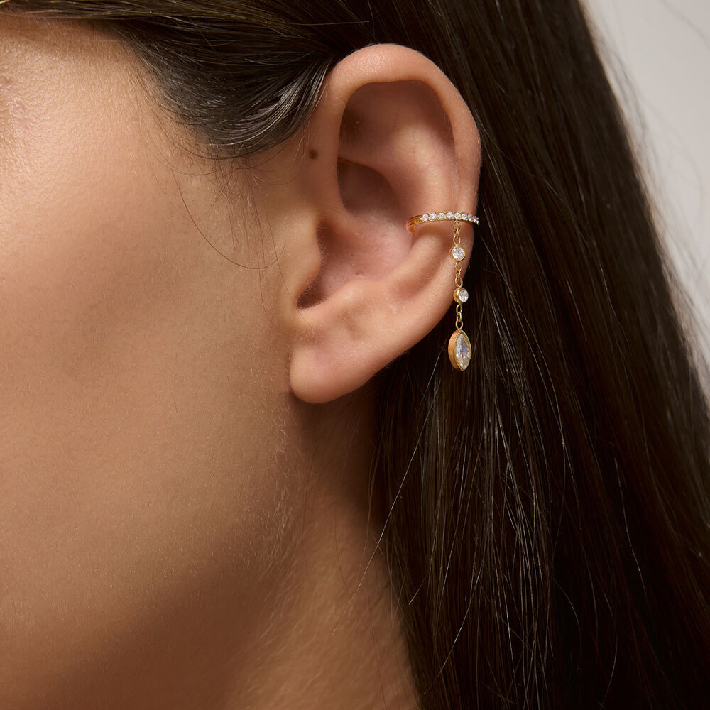 Elegantes Pendientes De Mujer Con Borla, De Acero Inoxidable, Impermeables, Color Dorado Y Circonitas. h5Imagen2