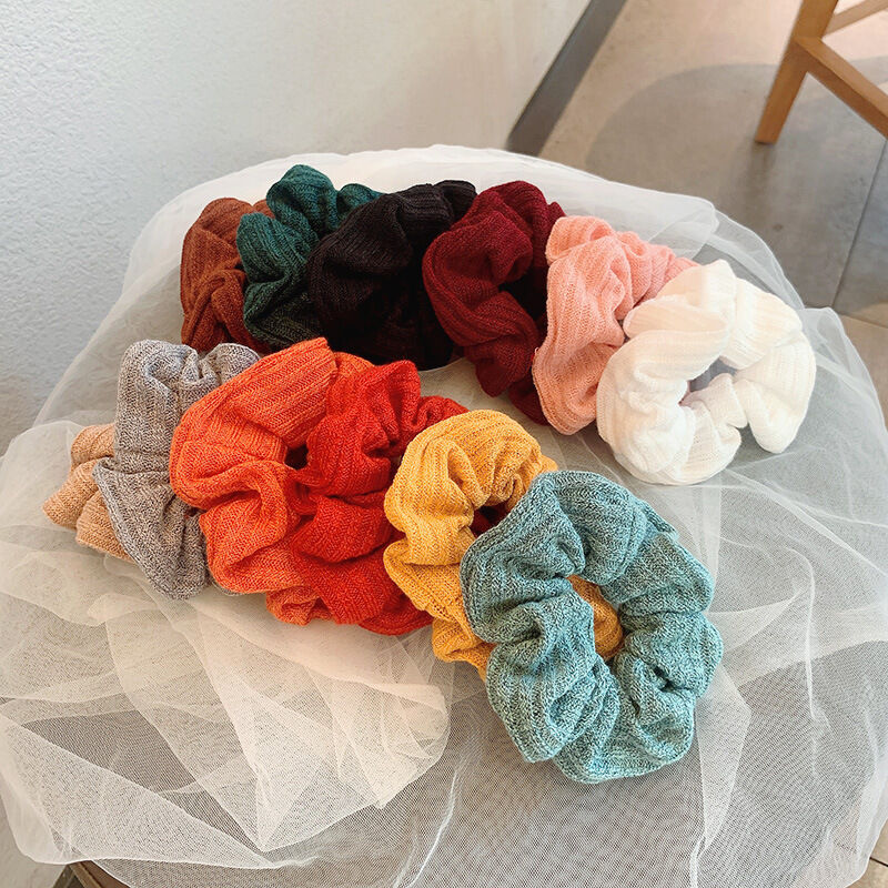 Simple Series Dagelijkse Effen Gekleurde Geweven Polyester Scrunchies 2