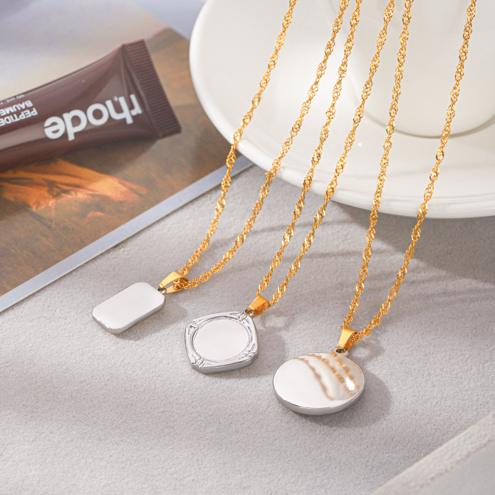 Simple Series Daily Sun Moon Stainless Steel Waterproof Gold Color Women's Pendant Necklaces h5Picture7