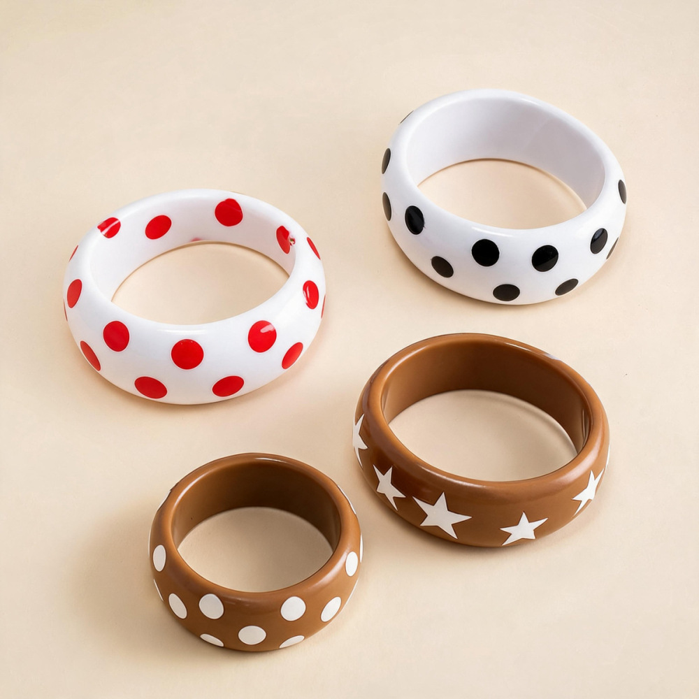 Simple Series Retro Polka Dots Star Resin Women's Bangles Picture4