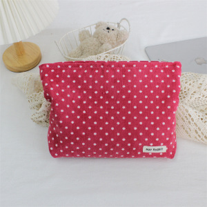 Simple Series Daily Solid Color Polka Dots Corduroy Makeup Bags h5 