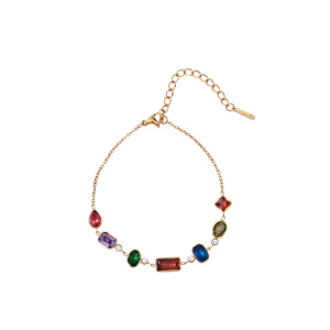 Luxurious Series Geometric Shape Stainless Steel Waterproof Gold Color Zircon Women's Chain Bracelets h5 Picture5