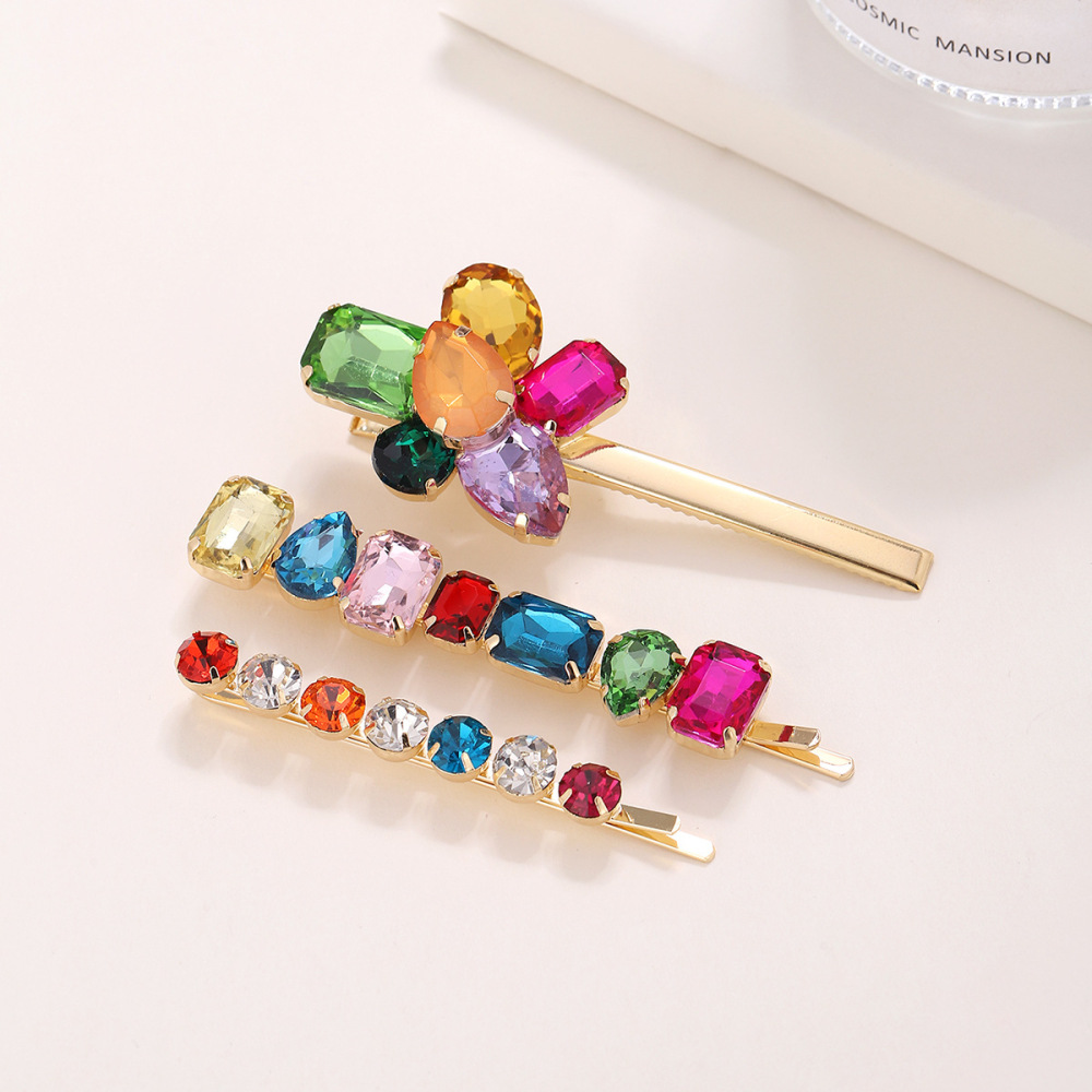 Luxurious Series Retro Flower Irregular Shape Mixed Color Alloy Rhinestone Artificial Gemstone Hair Clips Picture2
