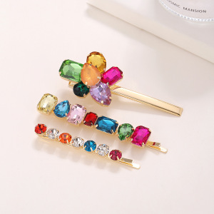 Luxurious Series Retro Flower Irregular Shape Mixed Color Alloy Rhinestone Artificial Gemstone Hair Clips h5 Picture2