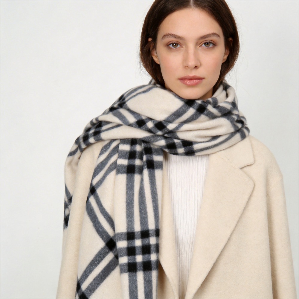 Simple Series Daily Plaid Polyester Winter Scarves h5Picture3