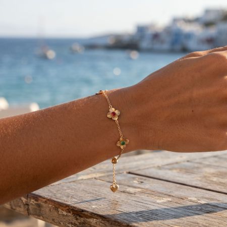 Clover Stainless Steel Waterproof Gold Color Zircon Women's Charm Bracelets