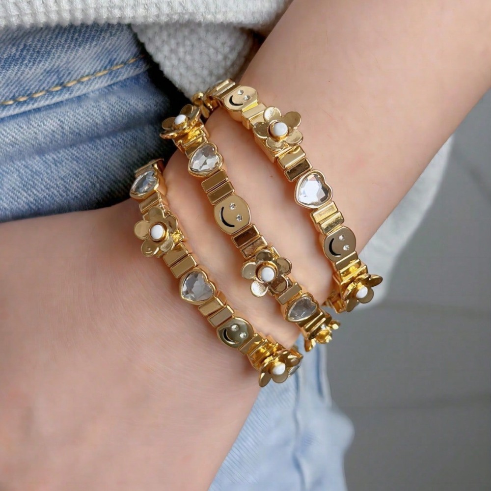 Luxurious Series Daily Heart Smiling Face Alloy   Gold Color  Women's Bracelets Sets Picture3