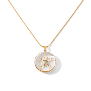 Simple Series Daily Circle Starfish Stainless Steel Waterproof Gold Color Women's Pendant Necklaces h5 Picture8