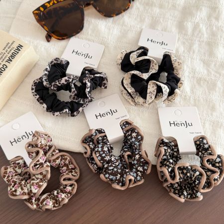 Simple Series Daily Flower Leopard Print Polyester Scrunchies