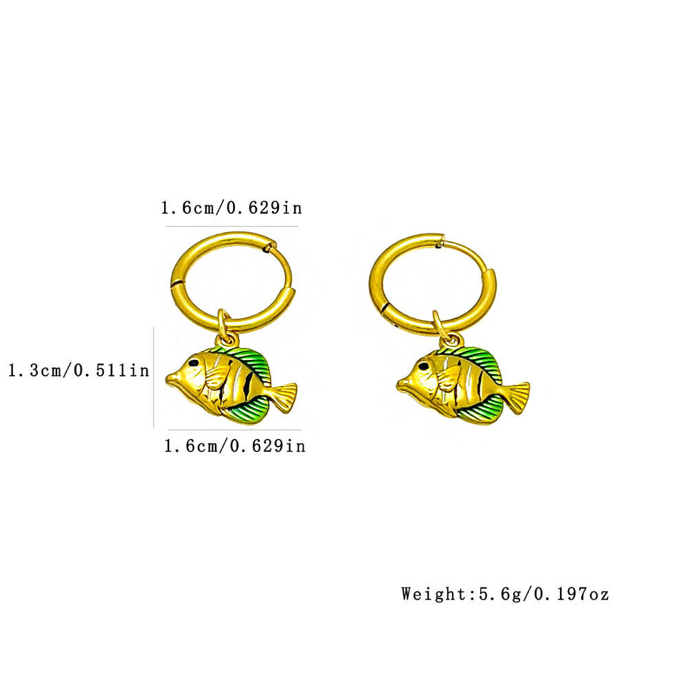 Simple Series Vacation Circle Fish Edelstahl Wasserdichte Goldfarbene Damen-Creolen h5Bild4