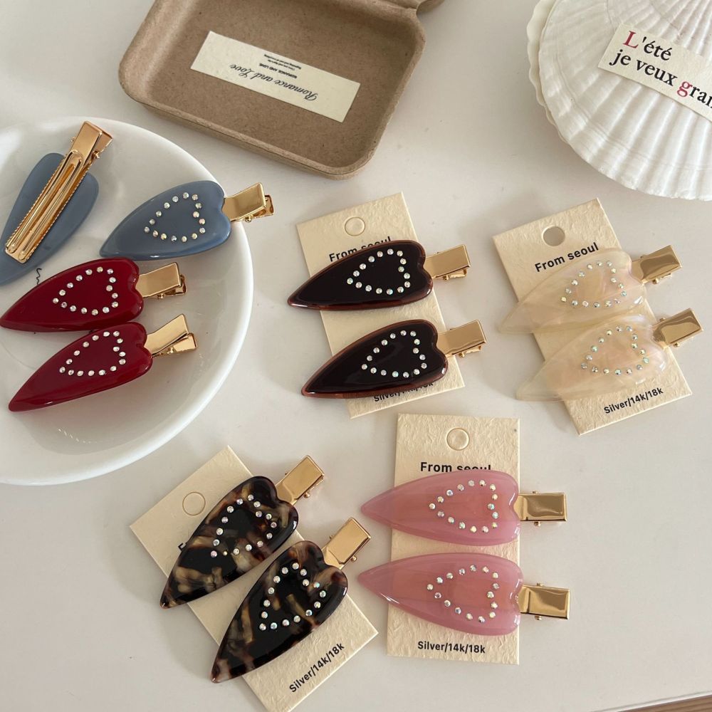 Simple Series Daily Heart Leopard Print Gradient Color Acetate Rhinestone Hair Clips h5Picture2