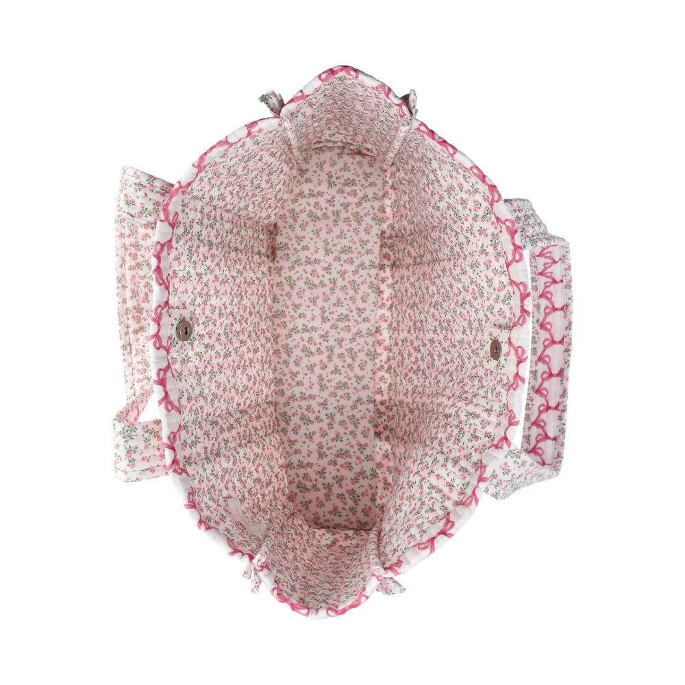 Casual Style Shirred Flower Patchwork Mixed Color Polyester Women's Square Tote Bags h5Picture4