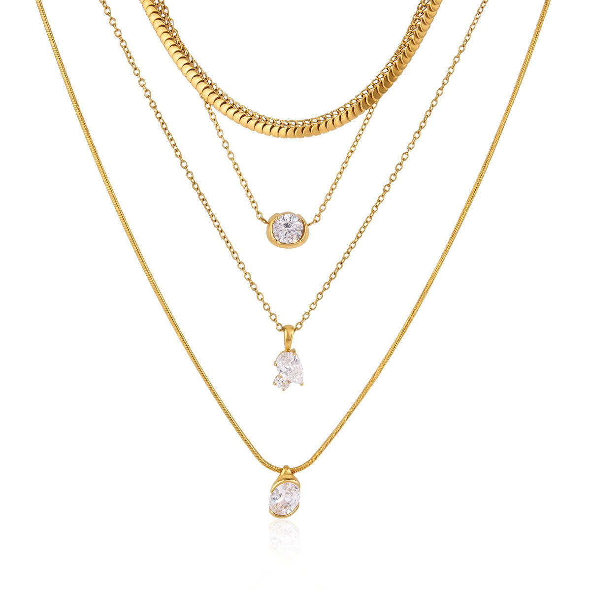 Collares Con Colgante Para Mujer, De Acero Inoxidable Con Circonita, Forma Geométrica Sencilla, Resistentes Al Agua Y Color Dorado. h5 Imagen5