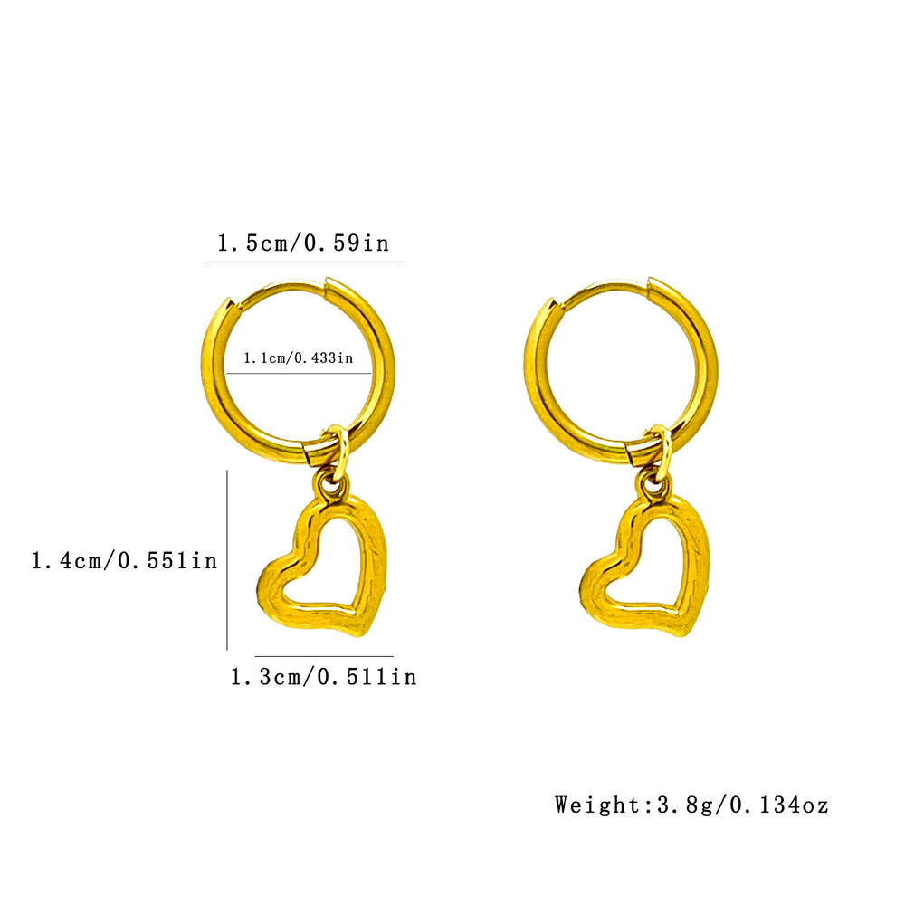 Simple Series Daily Heart Butterfly Roestvrijstalen Waterdichte Goudkleurige Oorringen Voor Dames h5Afbeelding4