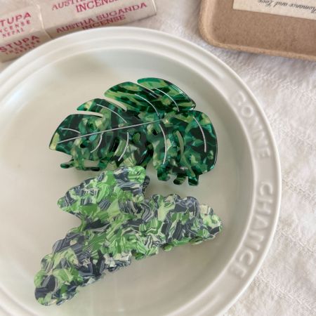 Simple Series Natural Mixed Color Leaf Gradient Color Acetate Hair Claws 2