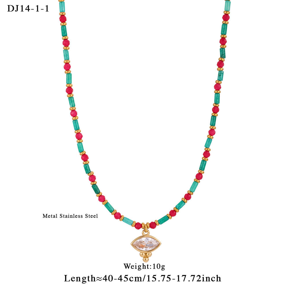 Romantic Series Sweet Beads Mixed Color Natural Stones Women's Beaded Necklaces