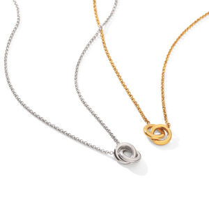 Circle Stainless Steel Waterproof Gold Color Pendant Necklaces h5 Picture5