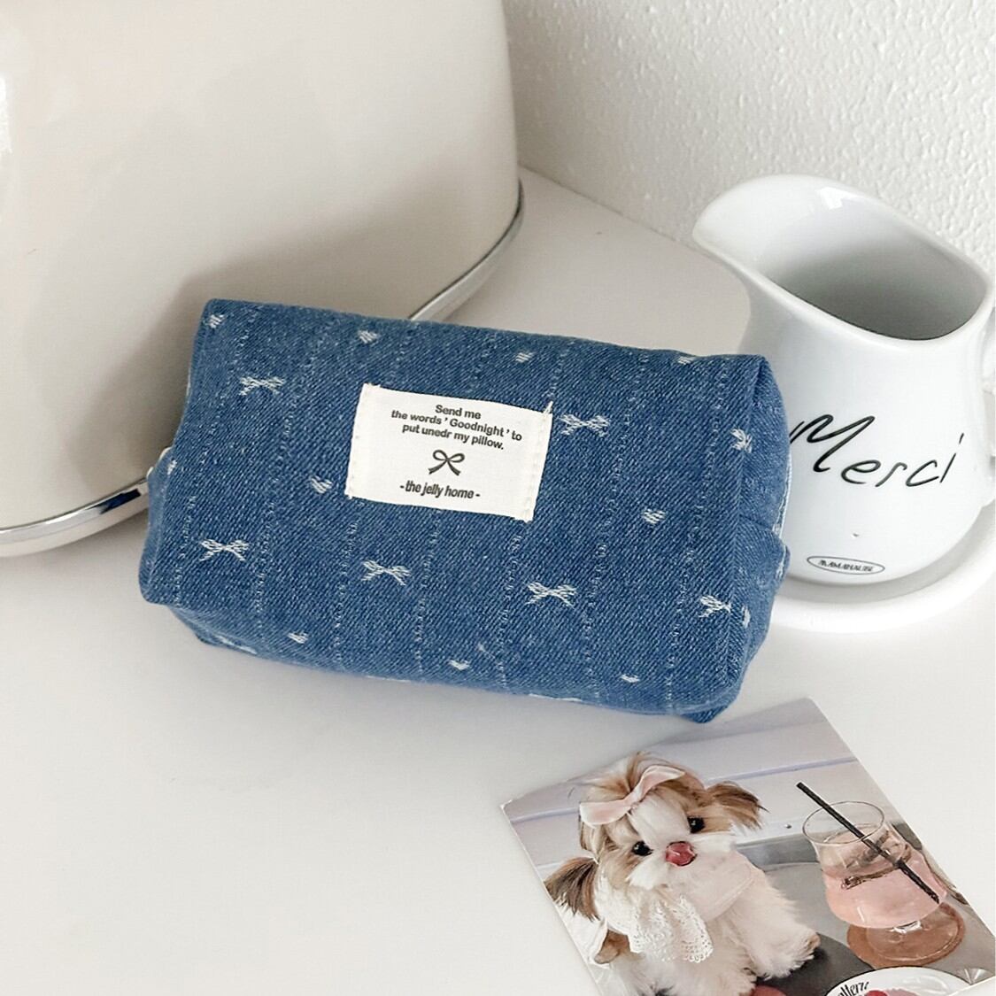 Kosmetiktaschen Aus Denimstoff Mit Süßer Schleife Bild4