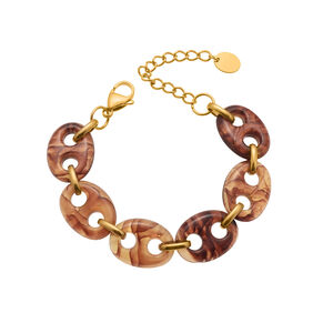 Simple Series Elegant Patchwork Gradient Color Resin Gold Color Women's Beaded Bracelets h5 Picture5