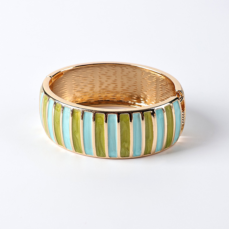 Luxurious Series Retro Irregular Shape Mixed Color Dripping Enamel Alloy Gold Color Women's Bangles