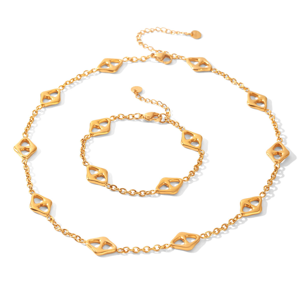 Conjuntos De Joyería Para Mujer De La Serie Simple Daily Con Cadena De Forma Irregular Infinity, Acero Inoxidable Resistente Al Agua Y Color Dorado. h5 Imagen6
