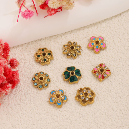 Simple Series Diy Flower Mixed Color Stainless Steel Waterproof Gold Color Spacer Beads