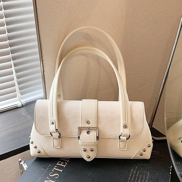 Streetwear Style Metal Hardware Studded Solid Color Leopard Print Rivet Pu Women's Square Shoulder Bags Picture4