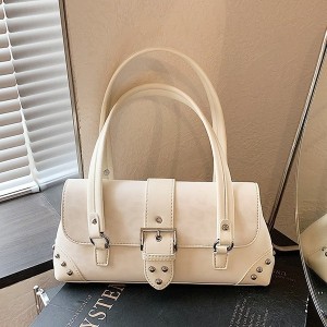 Streetwear Style Metal Hardware Studded Solid Color Leopard Print Rivet Pu Women's Square Shoulder Bags h5 Picture4