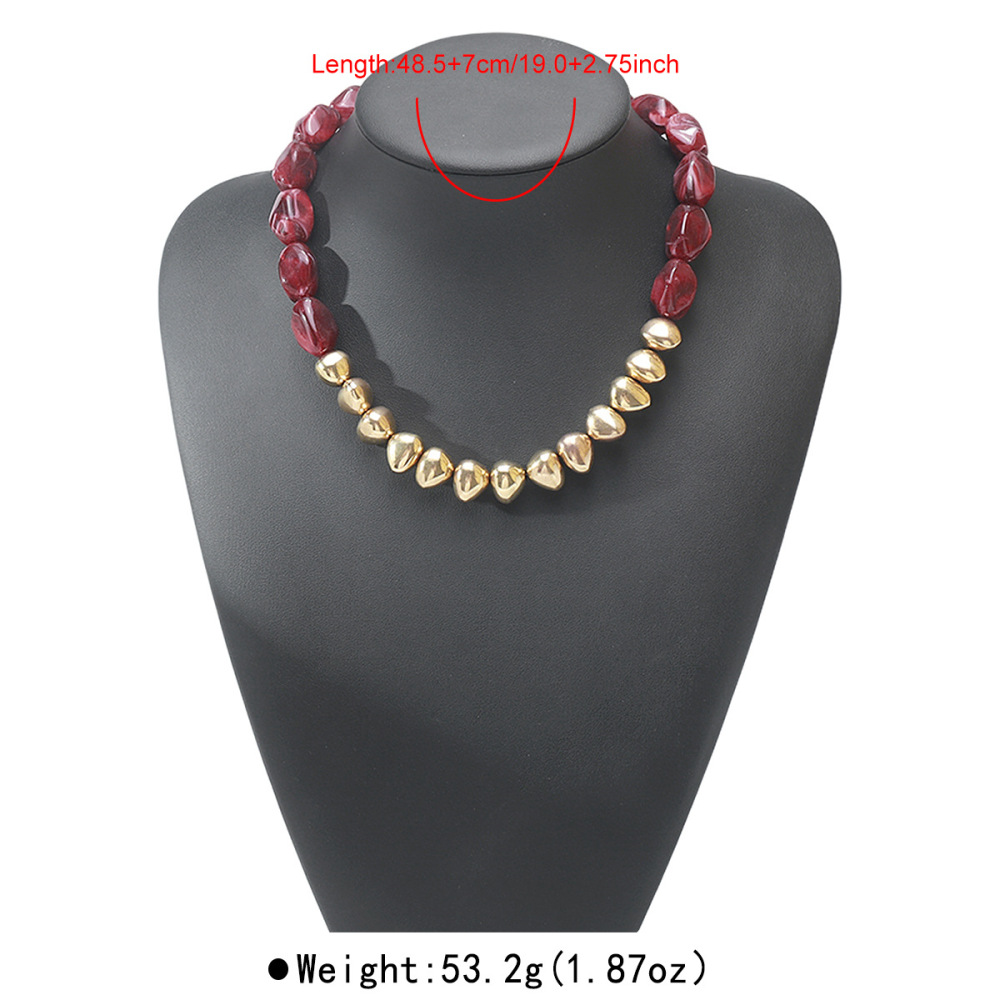 Simple Series Retro Irregular Shape Beads Acrylic Women's Beaded Necklaces 