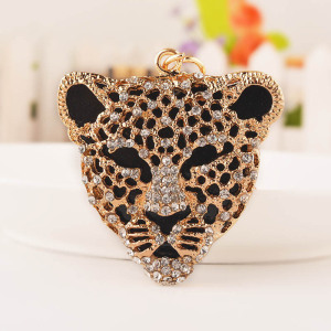 Luxurious Series Natural Animal Leopard Print Alloy Rhinestone Keychain h5
