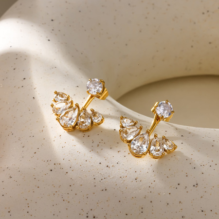 Simple Series Daily Geometric Shape Stainless Steel Waterproof   Gold Color  Stud Earrings 2