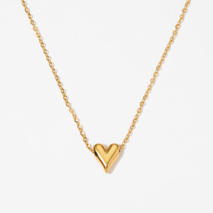 Simple Heart Stainless Steel Waterproof Gold Color Women's Pendant Necklaces h5 Picture3