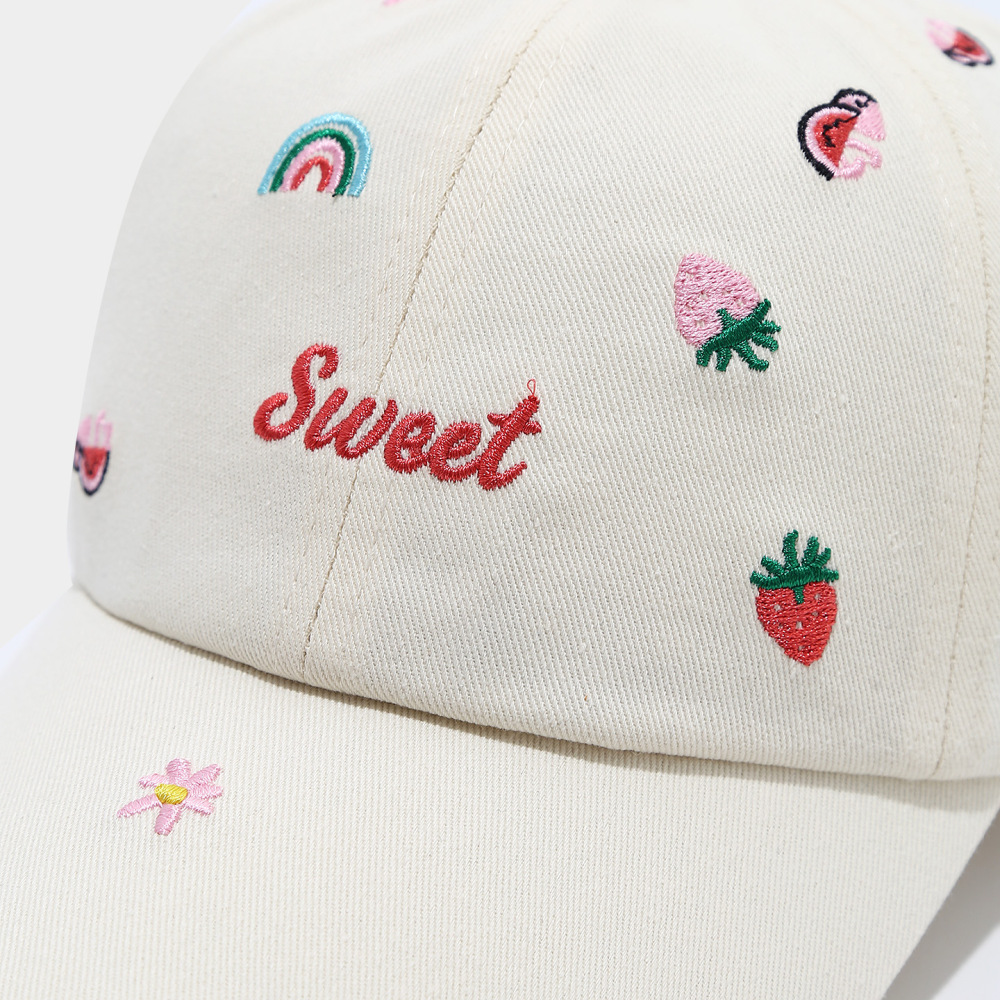 Simple Series Sweet Flower Letter Fruit Solid Color Cotton Baseball Cap h5Picture3