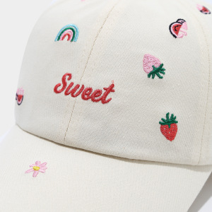 Simple Series Sweet Flower Letter Fruit Solid Color Cotton Baseball Cap h5 Picture3